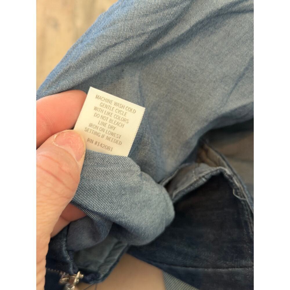 Mi Ami Corset Crop Top Saveena Size Large Navy Denim Square Neck Back Zip - Picture 6 of 7